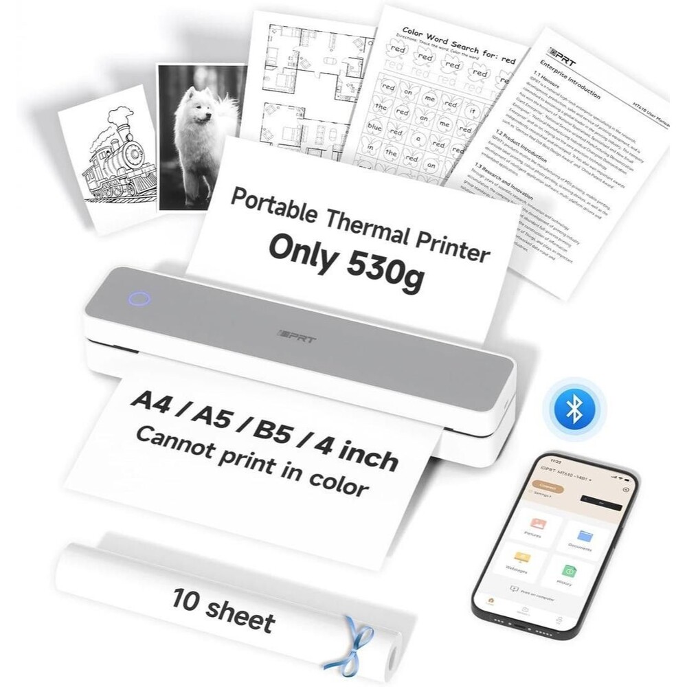 iDPRT MT610 Portable Thermal Printer, 300DPI HD Mobile-Travel-Printer